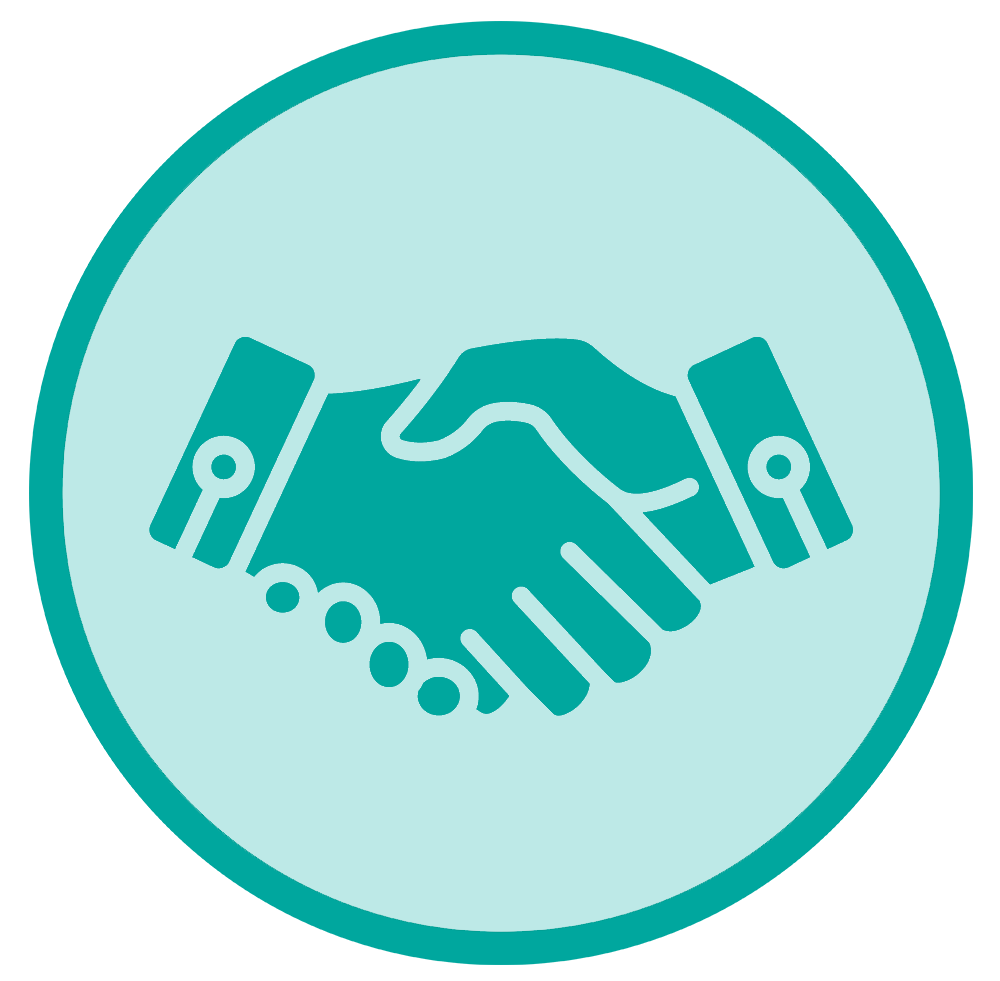 Handshake icon representing agreement or partnership between parties